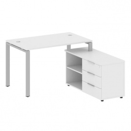 Метал Систем Рабочая станция с тумбой на П-образном м/к БП.РС-СТС-2.2 (R) Вяз Благородный/Металл Бел