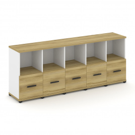 Концепт Шкаф 5 узких секций, 2 ниши CN.STU-251 B Дуб Винченцо/Белый Бриллиант/Металл Черный 2084*420