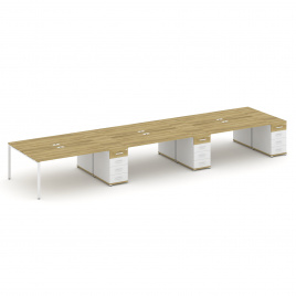 Концепт Рабочая станция 6 мест с 3 опорными тумбами CN.DRS-460 A Сандал Янтарный/Антрацит/Металл Ант