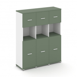 Концепт Шкаф 3 узкие секции, 4 ниши CN.STU-435 W Кобо/Белый Бриллиант/Металл Белый 1252*420*1554