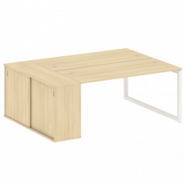 Метал Систем Куатро Рабочая станция с шкафом-купе на О-образном м/к 50БО.РС-СШК-1.4 Т Дуб Наварра/Ме