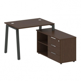 Метал Систем Рабочая станция с тумбой на А-образном м/к БА.РС-СТС-2.1 (R) Акация Лорка/Металл Белый