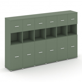 Концепт Шкаф 6 узких секций, 4 ниши CN.STU-465 W Кобо/Металл Белый 2500*420*1554