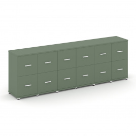 Концепт Шкаф 6 узких секций, 2 ниши CN.STU-262 W Кобо/Металл Белый 2500*420*818