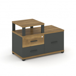 Концепт Тумба приставная широкая 2 ящ.+1 распаш. фасад с надставкой узкой CN.TSP-005 A Сандал Янтарн