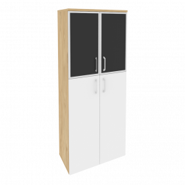Оникс Шкаф высокий широкий O.ST-1.7 R black Дуб Мали/Стекло Black 800*420*1977