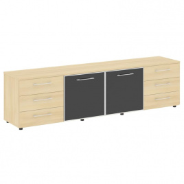 Ялта Тумба модульная LT.TS-4.2 black Дуб Мали/Стекло Black 2188*450*580