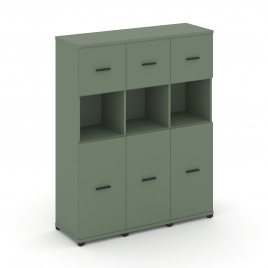 Концепт Шкаф 3 узкие секции, 4 ниши CN.STU-435 B Кобо/Металл Черный 1252*420*1554