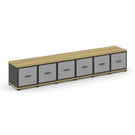 Концепт Шкаф 6 узких секций, 1 ниша CN.STU-163 RMB A Дуб Винченцо/Антрацит/Металл Антрацит/Сатин 250