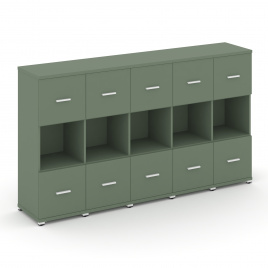 Концепт Шкаф 5 узких секций, 3 ниши CN.STU-355 W Кобо/Металл Белый 2084*420*1186