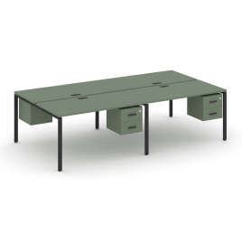 Концепт Рабочая станция двухсторонняя с подвесными тумбами на 4 места CN.DRS-133 B Кобо/Металл Черны