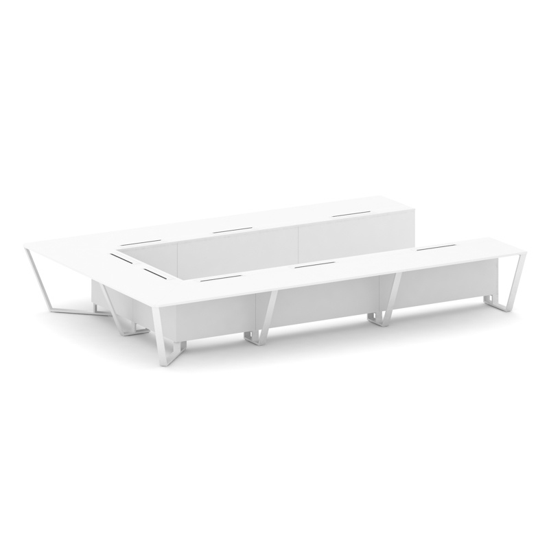 Стил Мит Стол переговорный П-образный KDK-PR.B.SP-15P Тиквуд Светлый/Металл Черный 4800*3200*750 фото 13