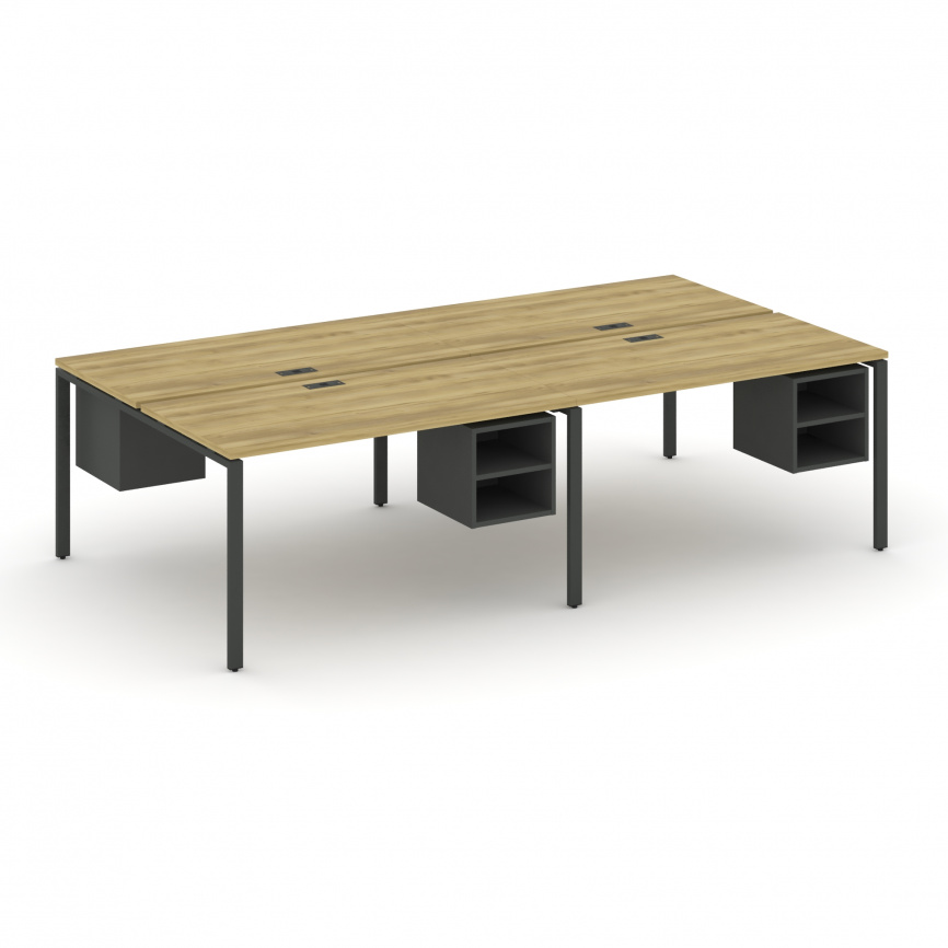 Концепт Рабочая станция двухсторонняя с подвесными тумбами на 4 места CN.DRS-125 Сандал Янтарный/Ант фото 7