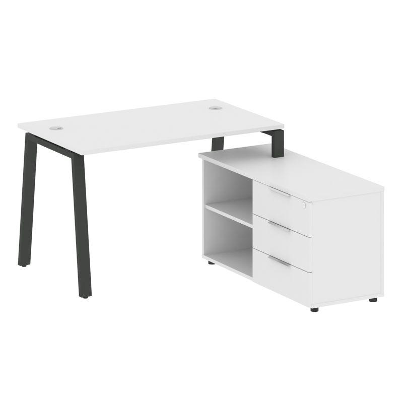 Метал Систем Рабочая станция с тумбой на А-образном м/к БА.РС-СТС-2.2 (R) Акация Лорка/Металл Белый фото 11