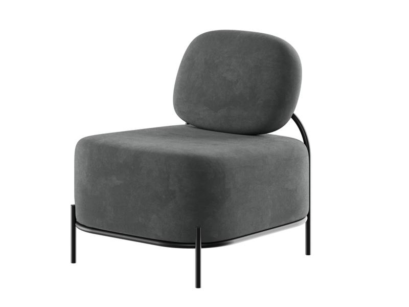 Джайв Диван одноместный JVE-1 Velvet lux 58/Velvet lux 100/Металл Черный 670*720*770 фото 4