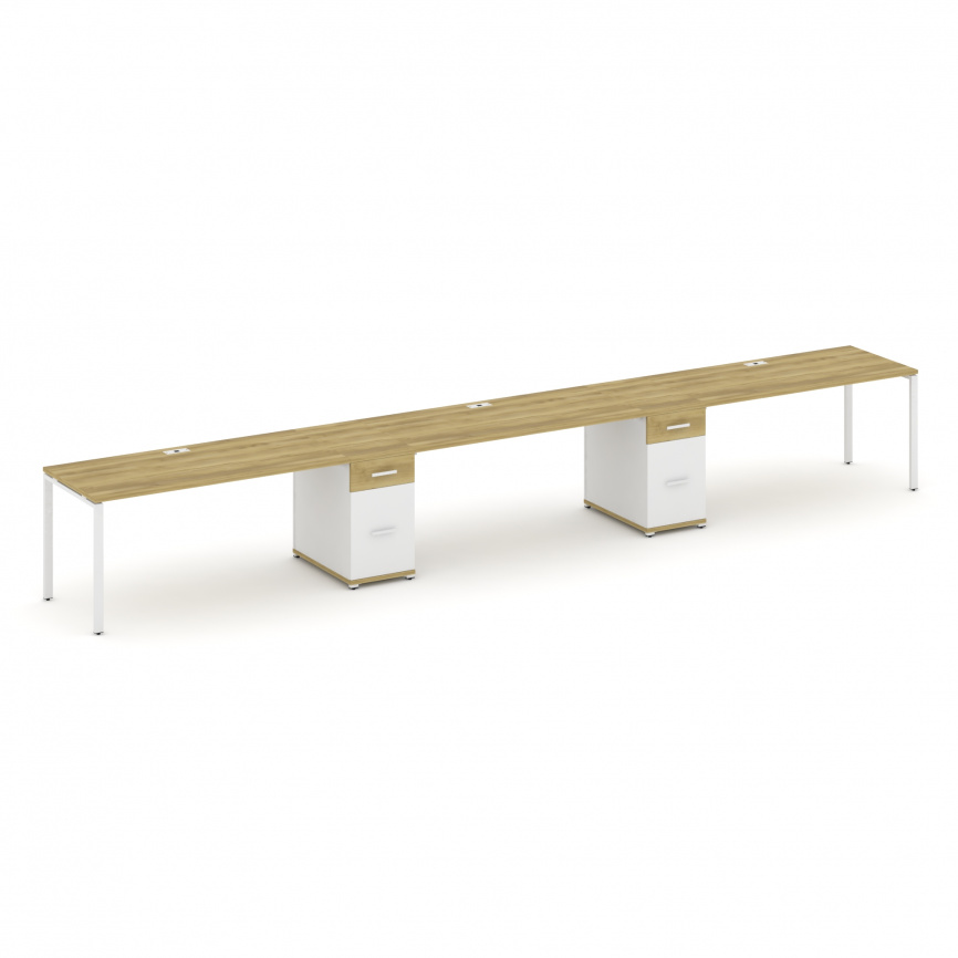 Концепт Рабочая станция 3 места с 2 опорными тумбами CN.ORS-440 A Сандал Янтарный/Антрацит/Металл Ан фото 1