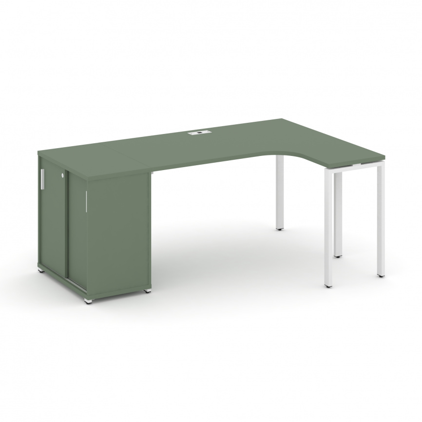 Концепт Стол эргономичный с опорным шкафом-купе  CN.SA-218(R) W Кобо/Металл Белый 2000*1180*750 фото 1