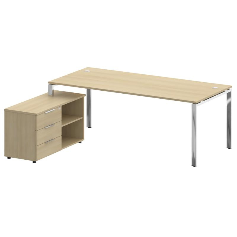 Метал Систем Директ Стол руковод. с тумбой БГ.СРТ-6.9 (L) Вяз Благородный/Нержавеющая Сталь 2100*172 фото 2