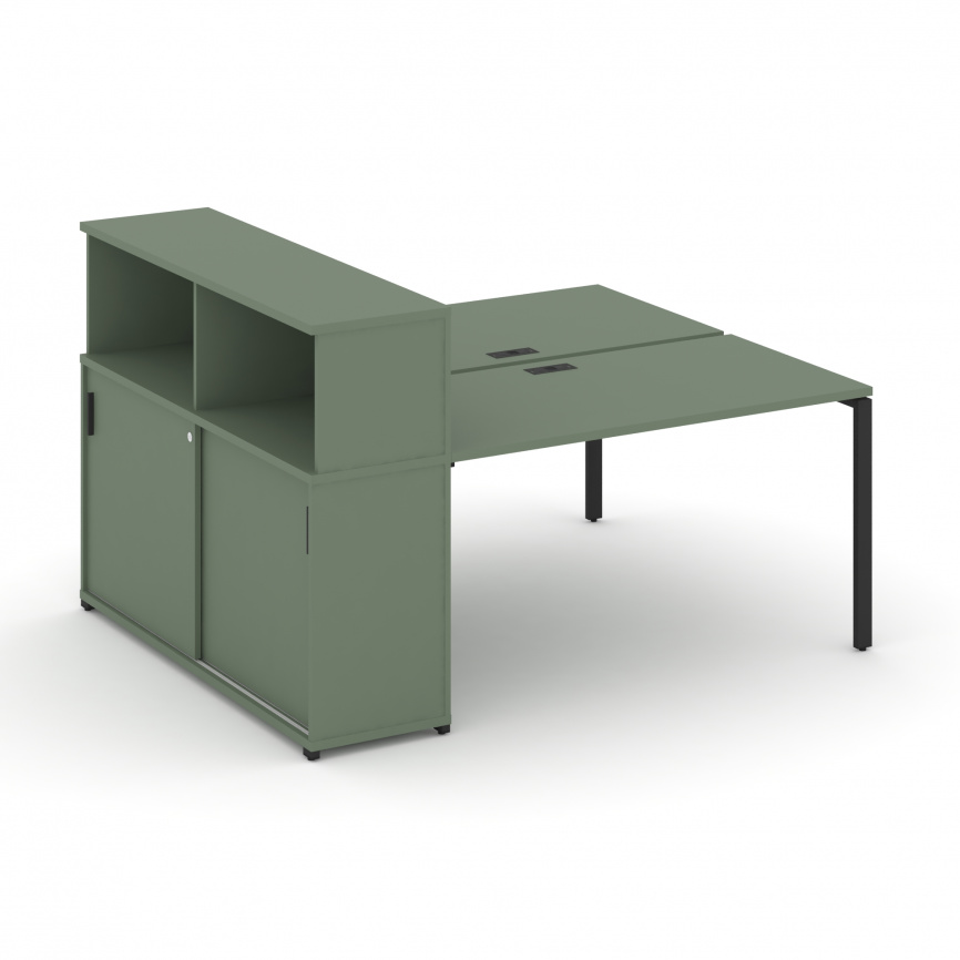 Концепт Рабочая станция с опорным шкафом-купе с надставкой низ. CN.DRS-237 B Кобо/Металл Черный 1400 фото 1