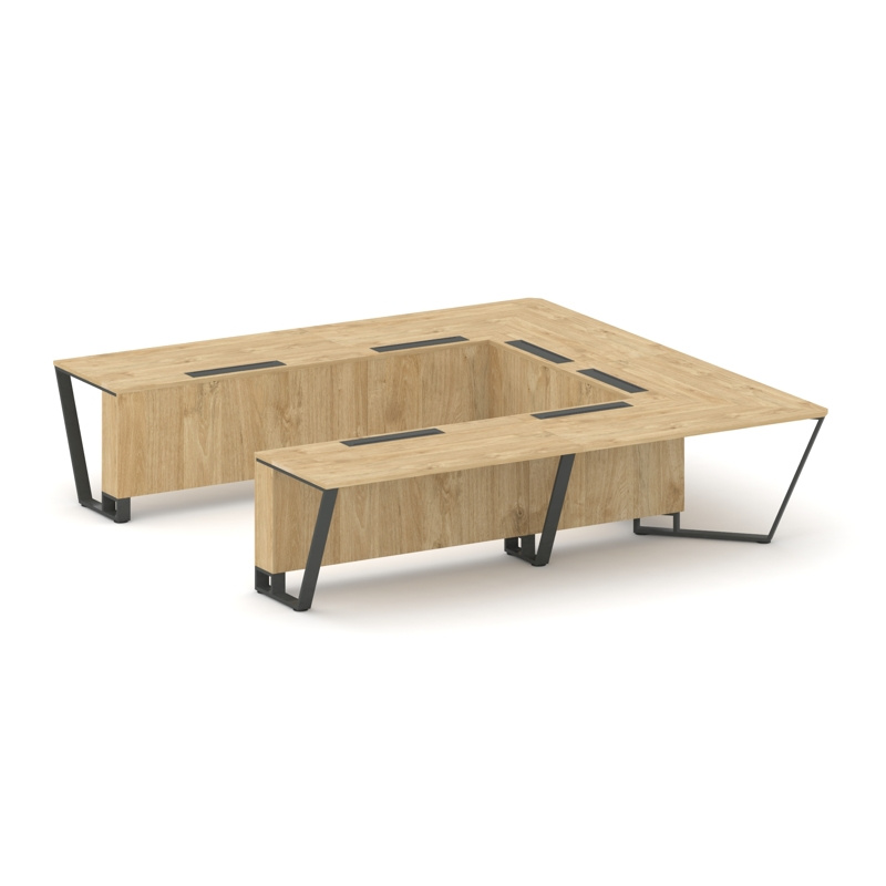 Стил Мит Стол переговорный П-образный KDK-PR.B.SP-11P Тиквуд Светлый/Металл Черный 3200*3200*750 фото 10