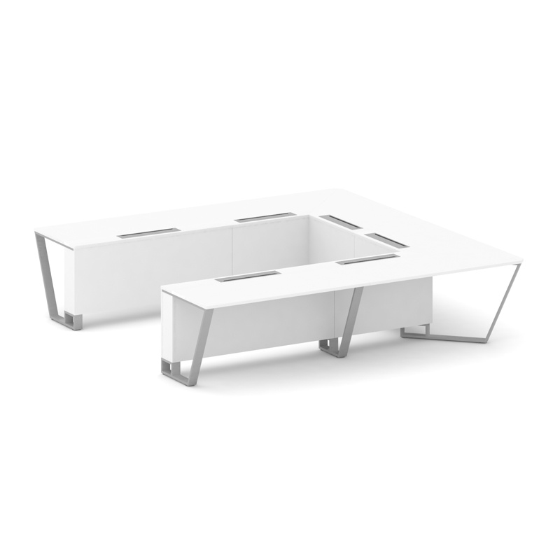 Стил Мит Стол переговорный П-образный KDK-PR.B.SP-11P Тиквуд Светлый/Металл Черный 3200*3200*750 фото 24