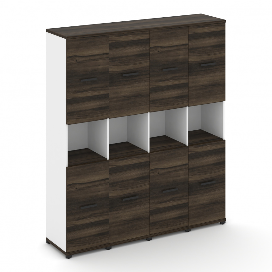 Концепт Шкаф 4 узкие секции, 5 ниш CN.STU-543 B Дуб Мали/Белый Бриллиант/Металл Черный 1668*420*1922 фото 1
