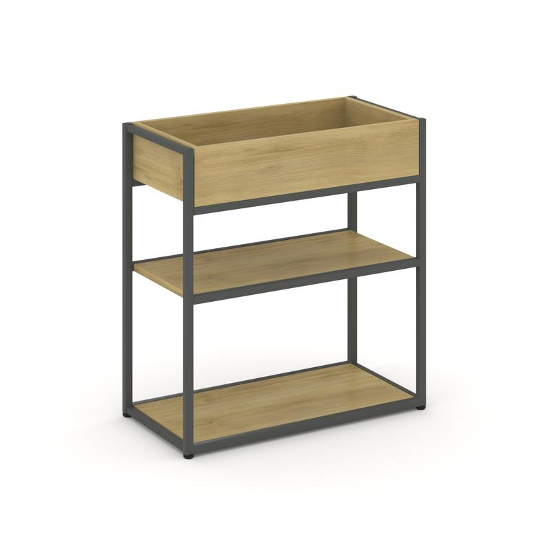 Рифт Стеллаж металлический низкий приставной  RF.STM-013 Дуб Табак/Металл Антрацит 796*350*750 фото 7