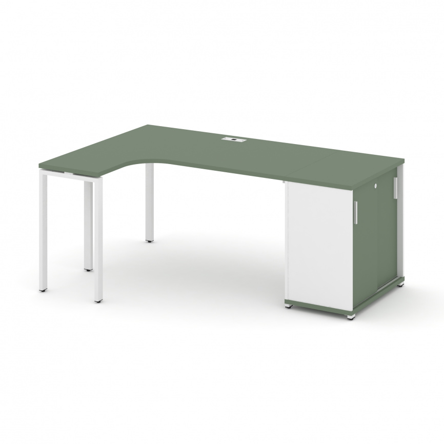 Концепт Стол эргономичный с опорным шкафом-купе  CN.SA-218(L) W Кобо/Белый Бриллиант/Металл Белый 20 фото 1