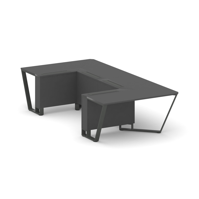 Стил Мит Стол переговорный П-образный KDK-PR.B.SP-07P Тиквуд Светлый/Металл Черный 1600*3200*750 фото 2
