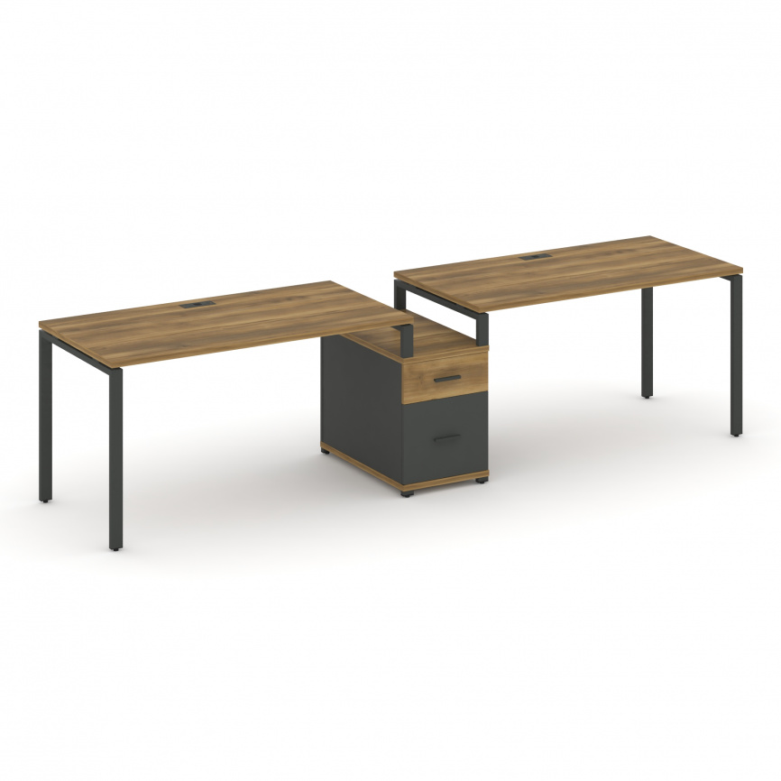 Концепт Рабочая станция 2 места с 1 опорной тумбой CN.ORS-305 W Кобо/Металл Белый 2272*720*750 фото 11