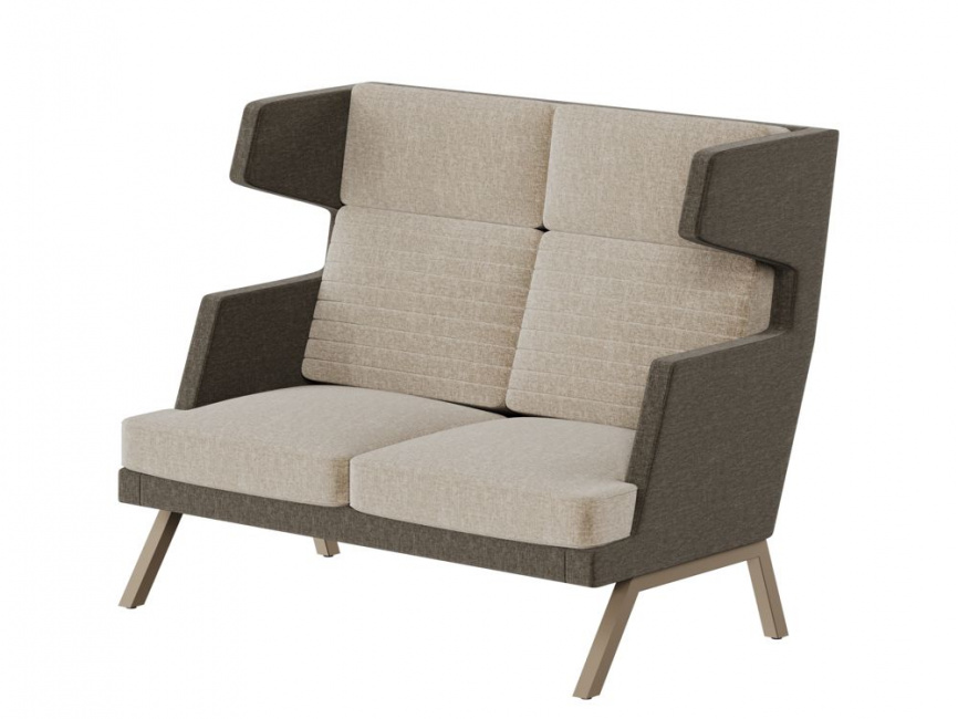 Алдо Диван двухместный высокий ALD-02 Storm 022/Storm 017/Металл Черный 1430*960*1180 фото 11