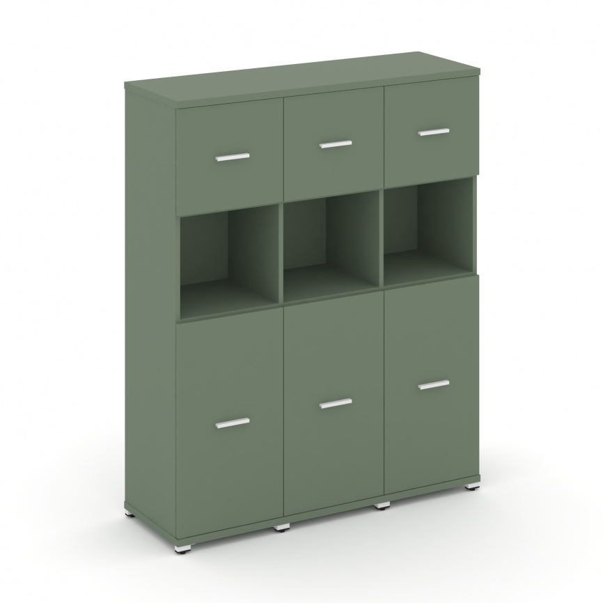 Концепт Шкаф 3 узкие секции, 4 ниши CN.STU-435 W Кобо/Металл Белый 1252*420*1554 фото 1