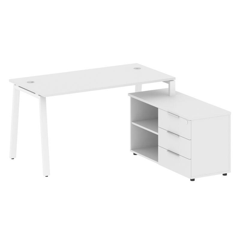 Метал Систем Рабочая станция с тумбой на А-образном м/к БА.РС-СТС-2.3 (R) Акация Лорка/Металл Белый фото 5