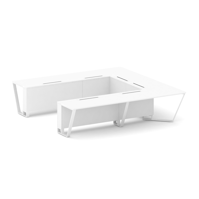 Стил Мит Стол переговорный П-образный KDK-PR.B.SP-11P Тиквуд Светлый/Металл Черный 3200*3200*750 фото 14
