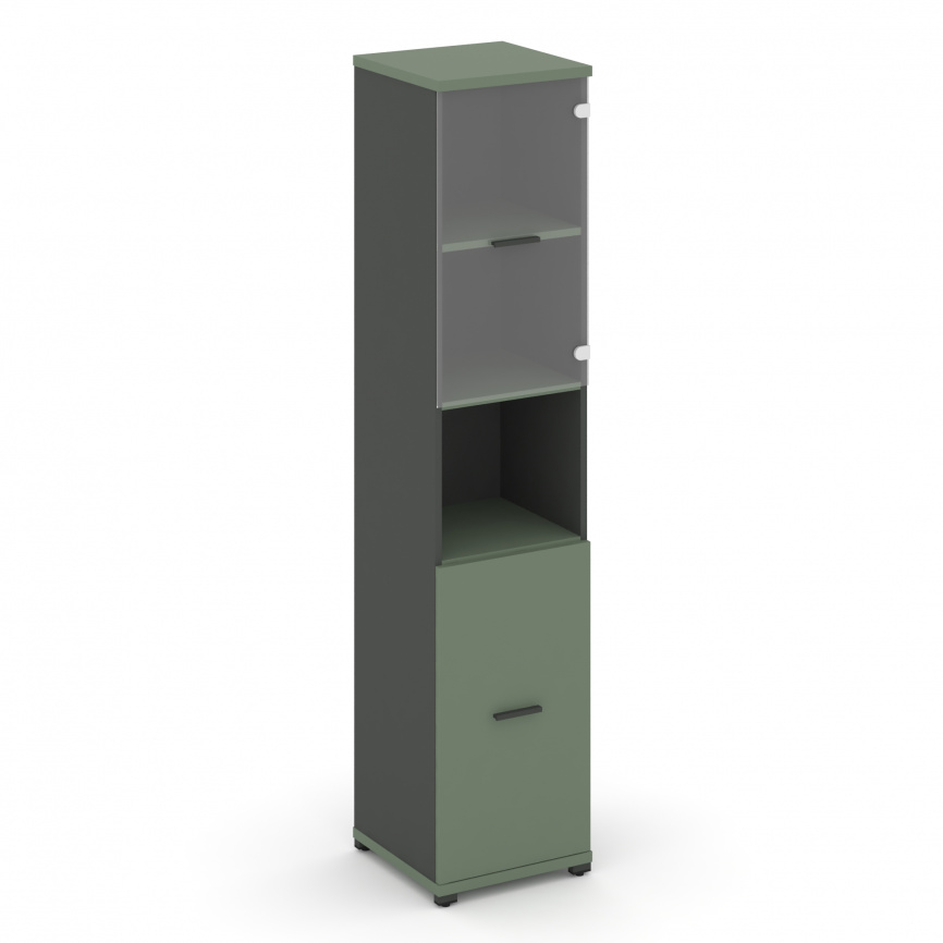 Концепт Шкаф 1 узкая секция, 5 ниш CN.STU.E-513 SP A Кобо/Антрацит/Металл Антрацит/Прозрачный 420*42 фото 1
