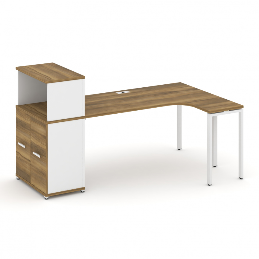 Концепт Стол эргономичный с опорным распаш. шкафом с надставкой низ.  CN.SA-214(R) W Сандал Янтарный фото 3