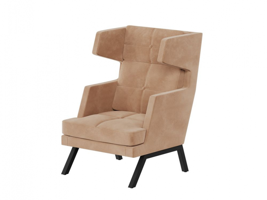Алдо Кресло высокое с декором из пуговиц ALDB-01 Storm 022/Storm 017/Металл Черный 790*960*1180 фото 4